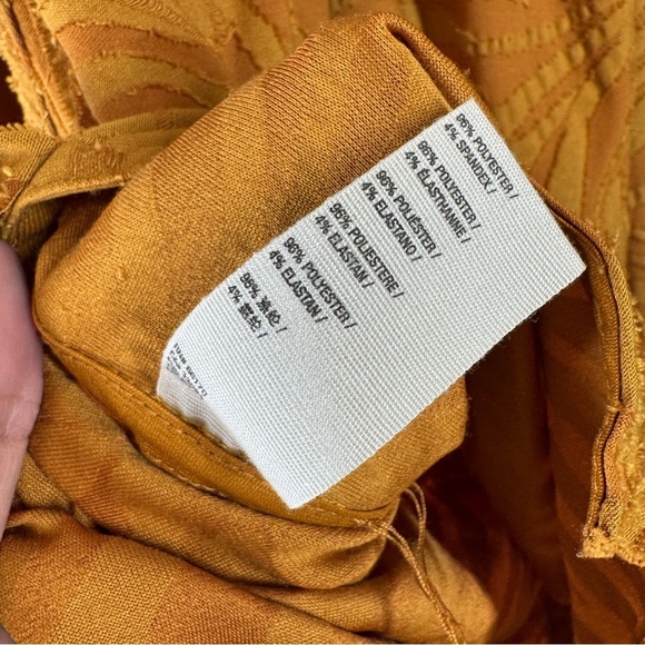 Free People Mustard Gold Textured Boho Button Down Tunic Top Oversized XS - Picture 10 of 14